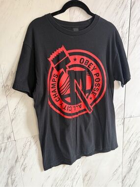 3/$50 Obey All City Champs Black & Red Streetwear Graphic Tee SZ M